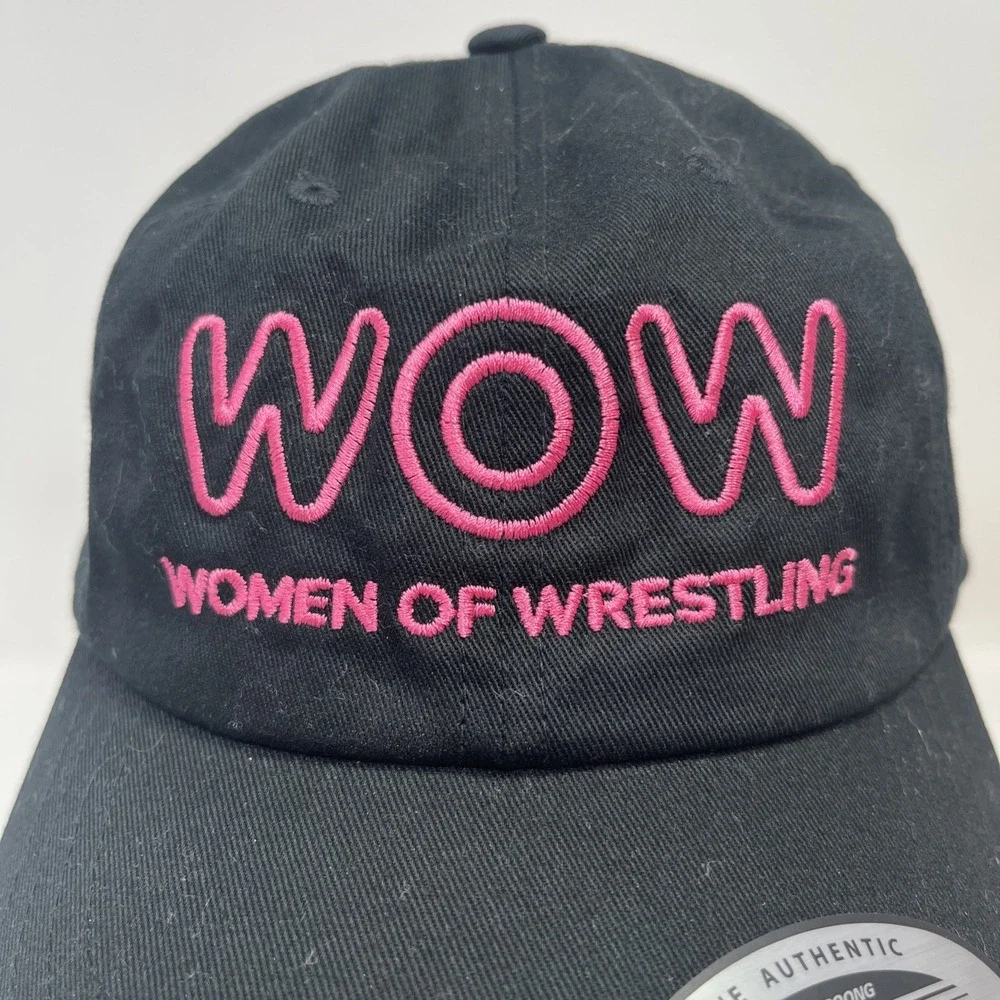 WOW Women of Wrestling Black The Classics Adjustable Baseball Cap Hat Pink Logo
